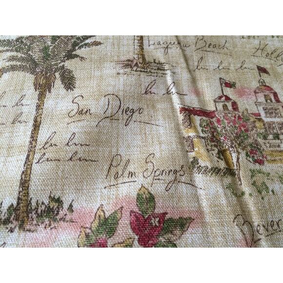 Retired Waverly Sunset Boulevard Fabric 1.8 + Yards CA Landmarks Tea Stained Tan - Picture 4 of 10